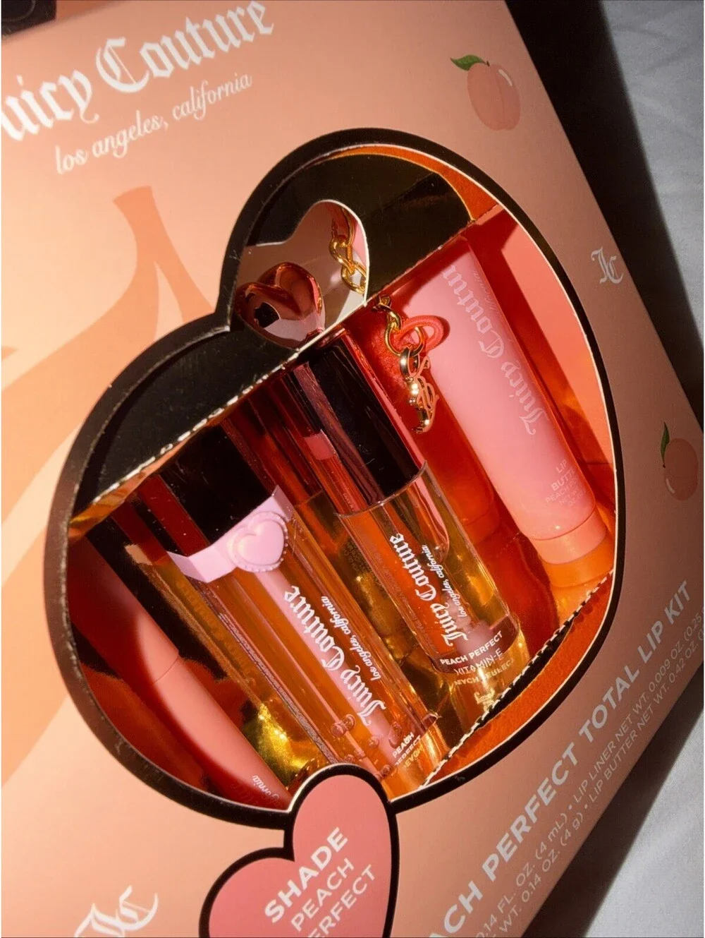 Juicy Couture Peach Perfect Total Lip Kit 4 Pc Lip Oil Lip Liner Lip Gloss Lip